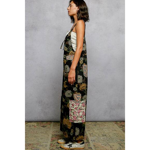 POL Wide Leg Floral Print & Patchwork Overall - Picture 4 of 4